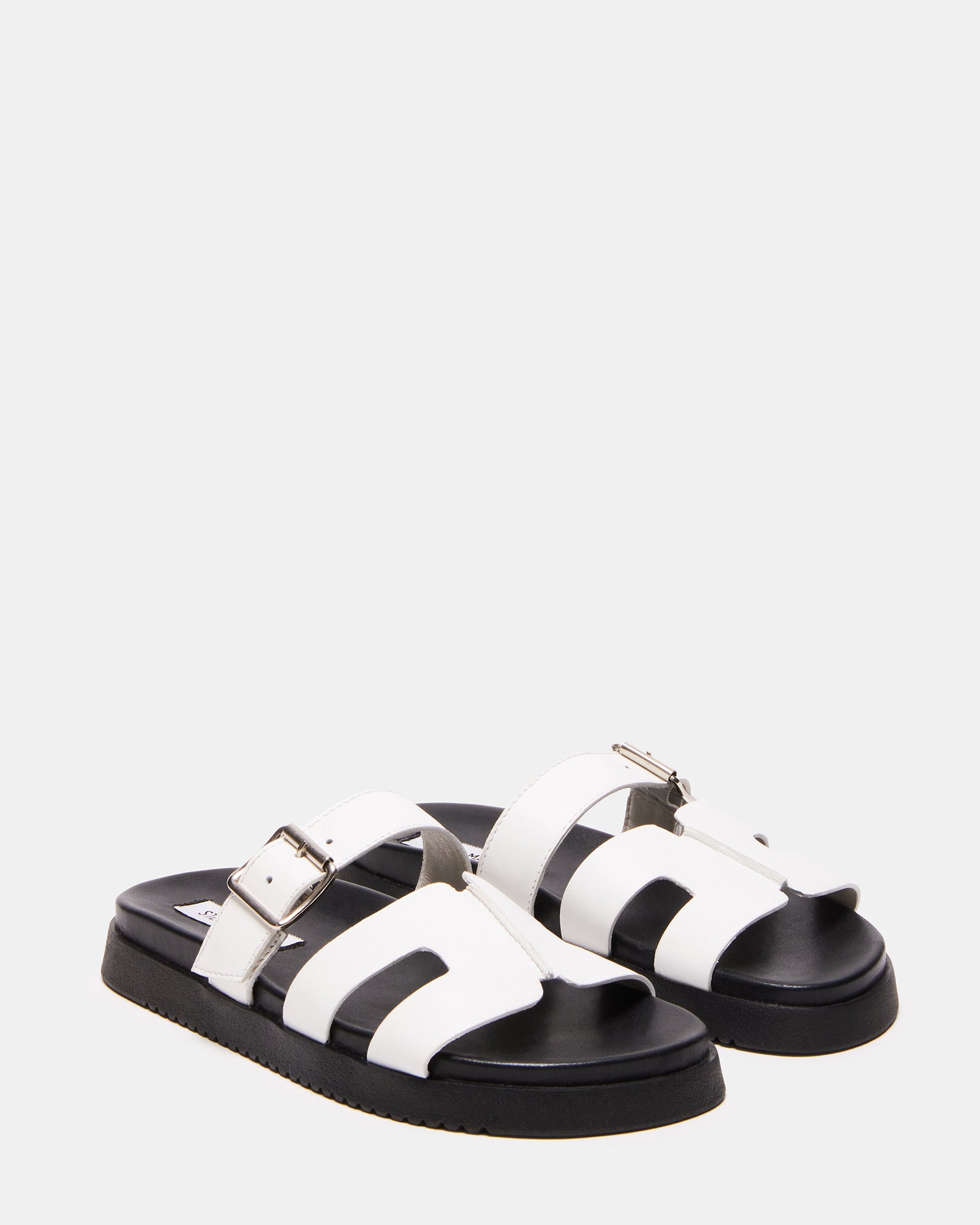 MAYHEM White Leather Flatform Slide Sandal | Women's Sandals – Steve Madden