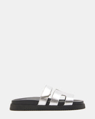 MAYVEN Black Leather Flatform Slide Sandals