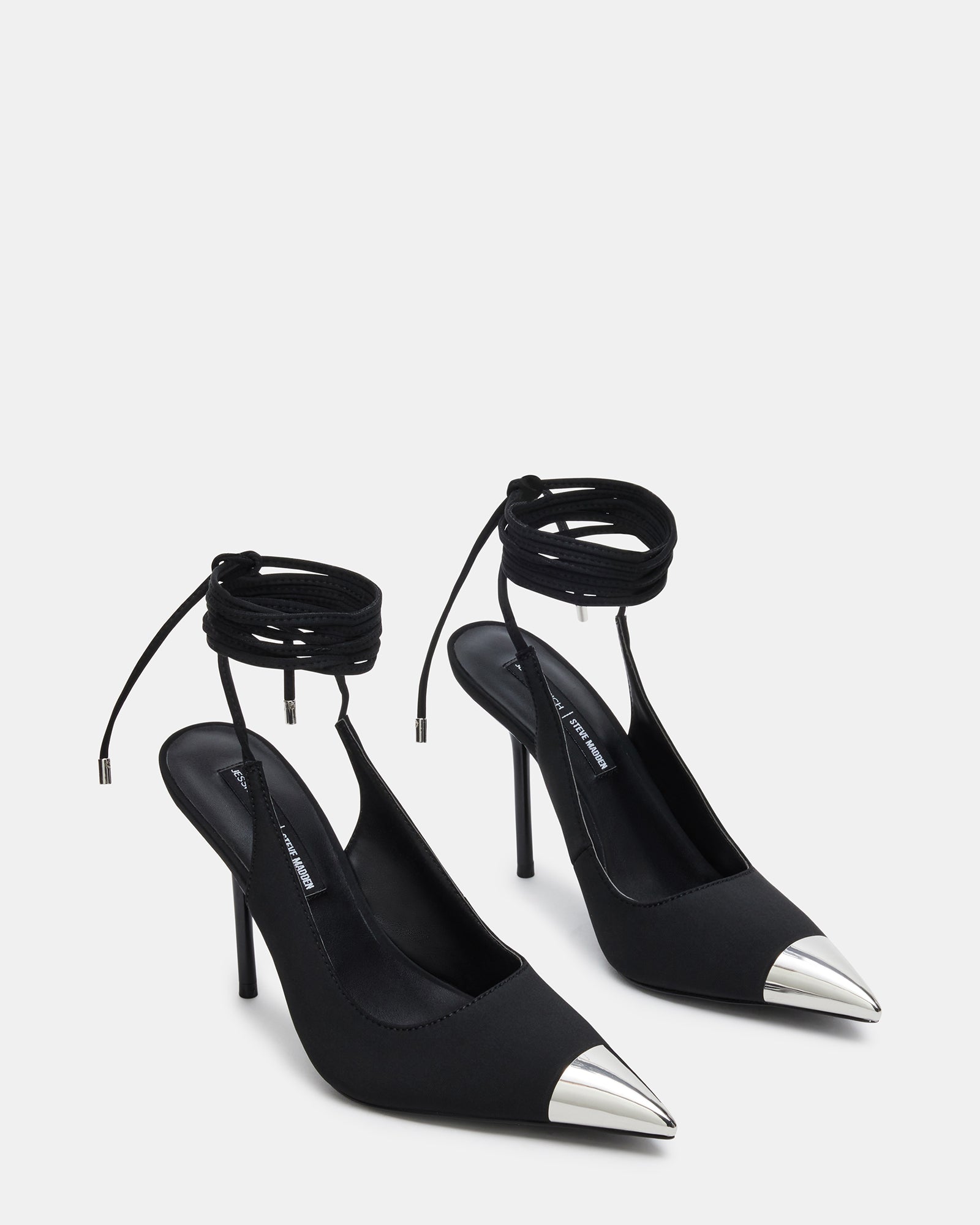 MIRA Black Multi Pointed Toe Lace Up Pump | Jessica Rich x Steve Madden