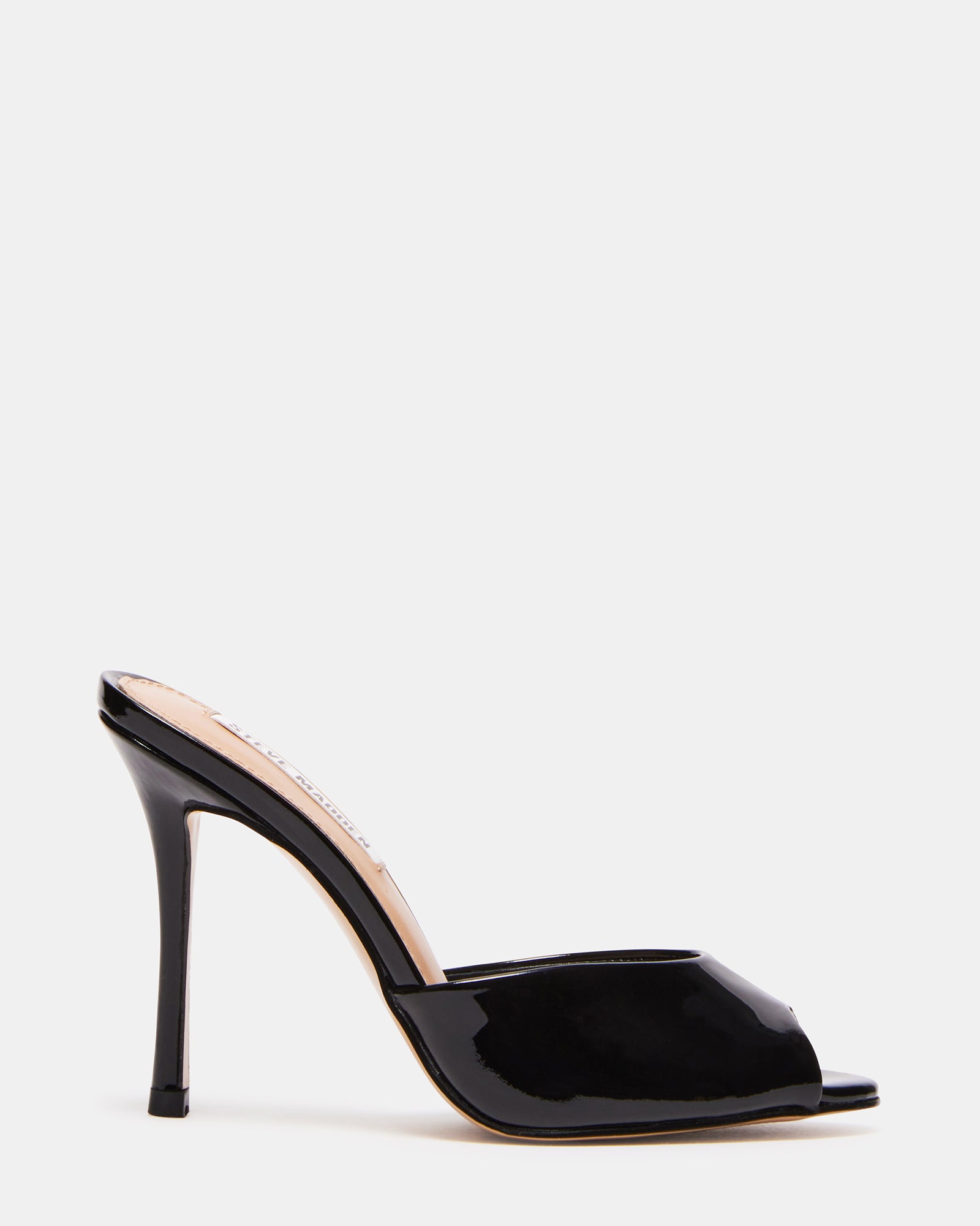 Maureen 100mm Black Satin Gold Leather Stiletto Mules | Malone Souliers