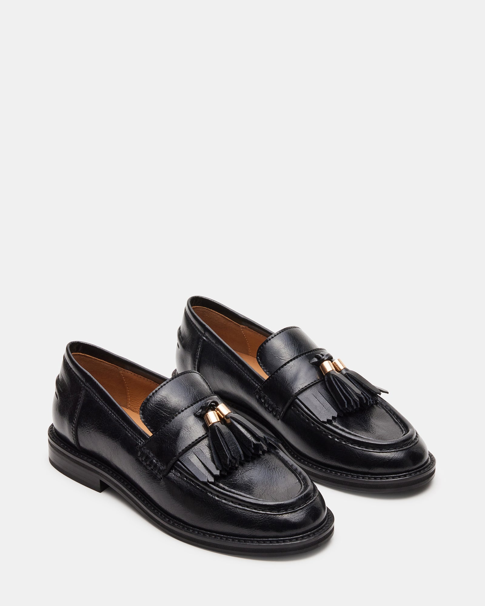 RADCLIFF Black Leather Tassel Penny Loafer | Women's Loafers – Steve Madden