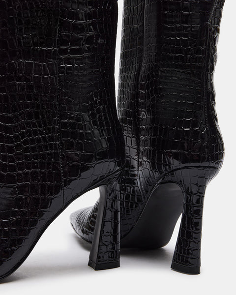 SHAYNA Black Crocodile Knee High Boot | Women's Boots – Steve Madden
