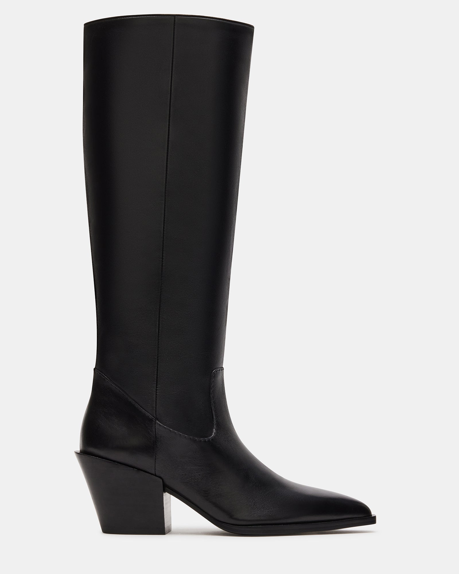 TARA Black Leather Knee High Boot | Women's Boots – Steve Madden