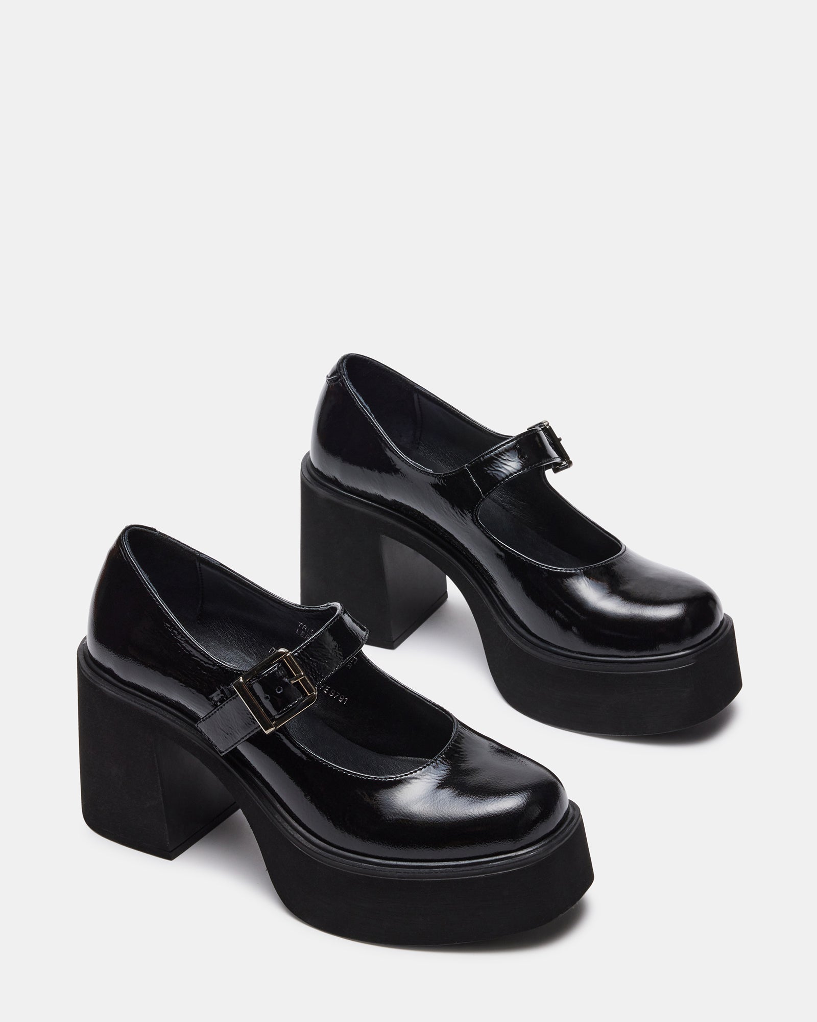 TRISH Black Patent Mary Jane Block Heel Loafer | Women's Loafers ...