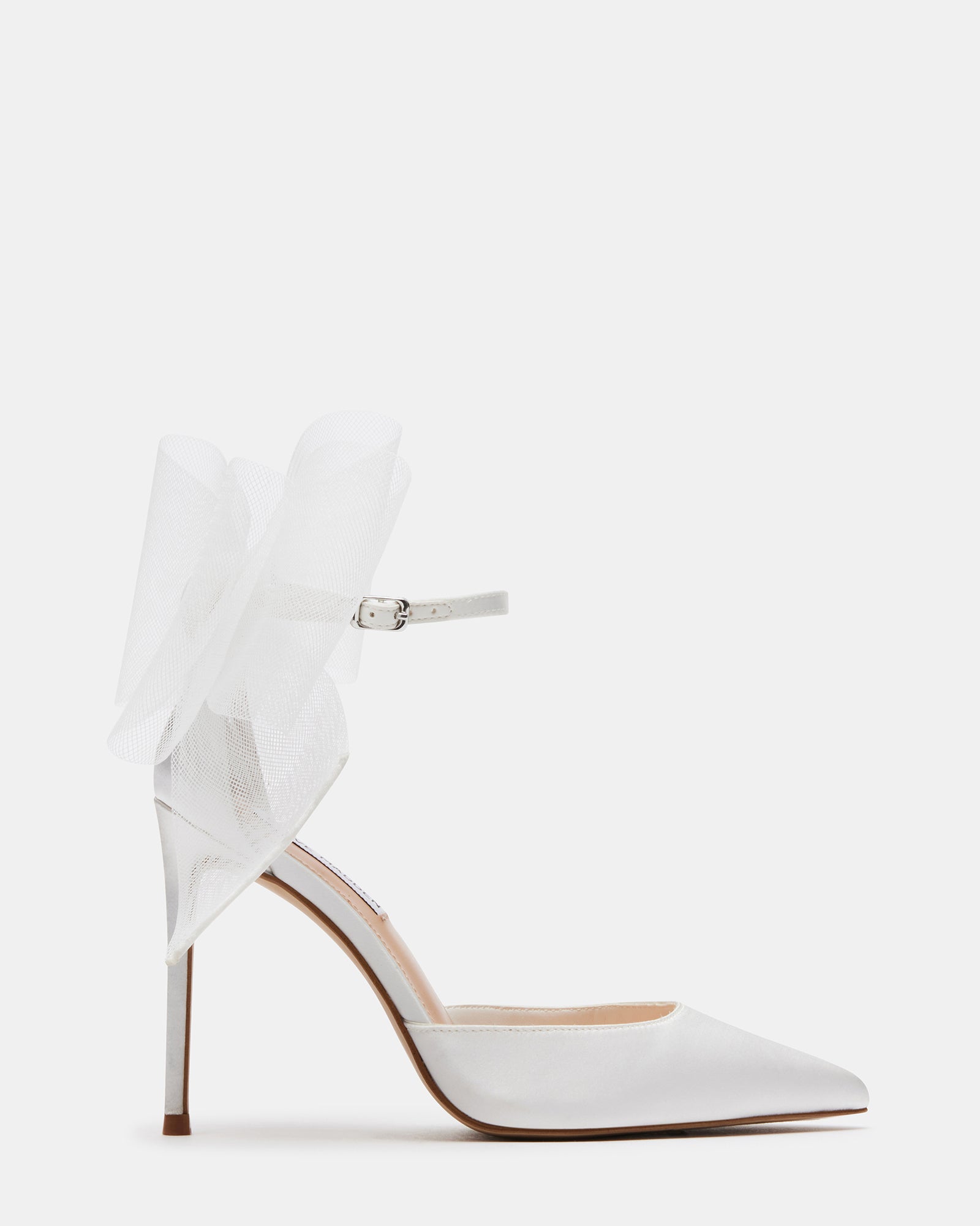 WHITE Satin Pointy Toe Pump Low Heel with SATIN BOW - Wedding Shoes, Bridal  Shoes, Bridesmaids Shoes