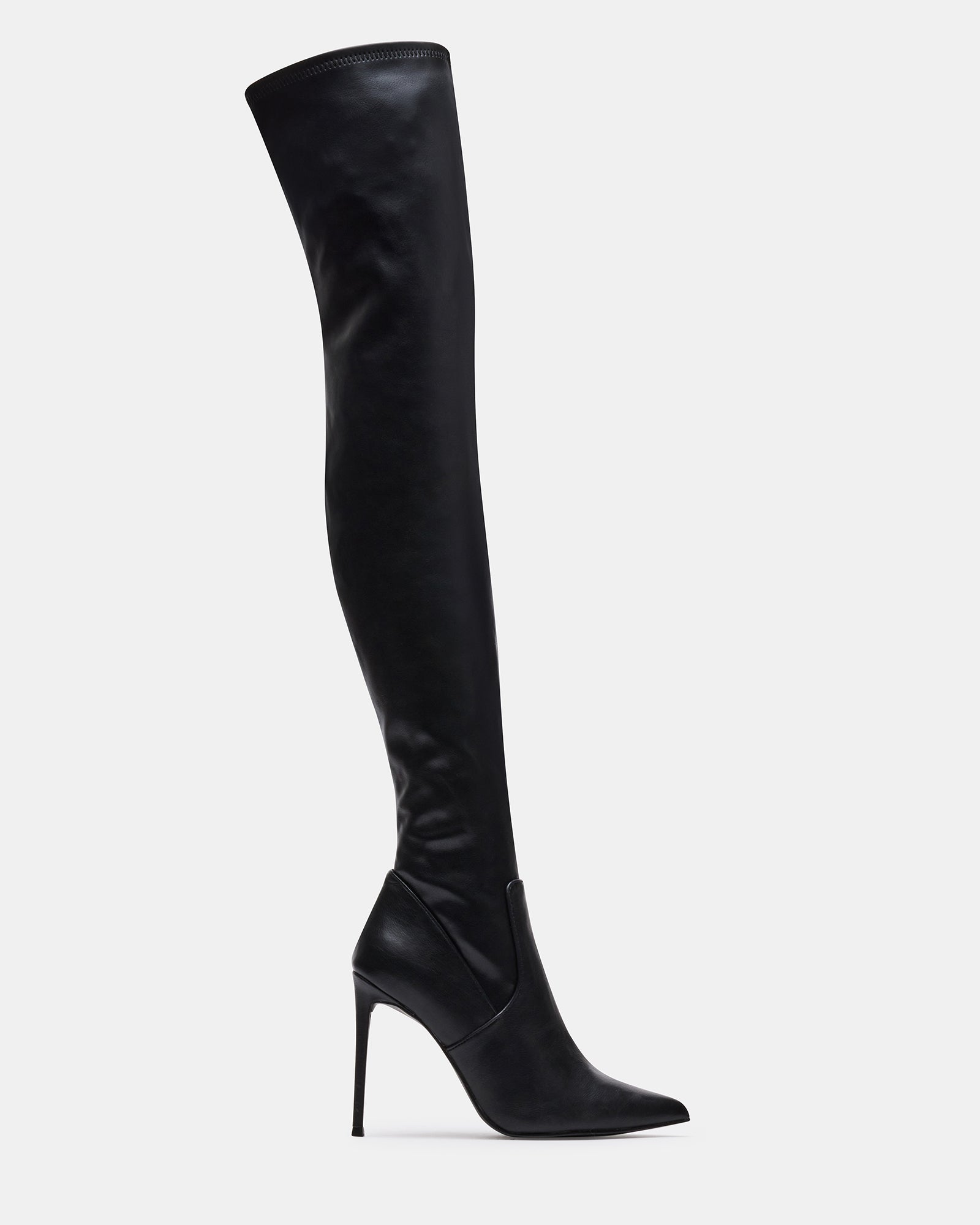 Womens Thigh High Boots Sexy Black PU Leather Surgical Stretch  Over The Knee High Boots Round Toe Low Chunky Heel Stiletto : Clothing,  Shoes & Jewelry