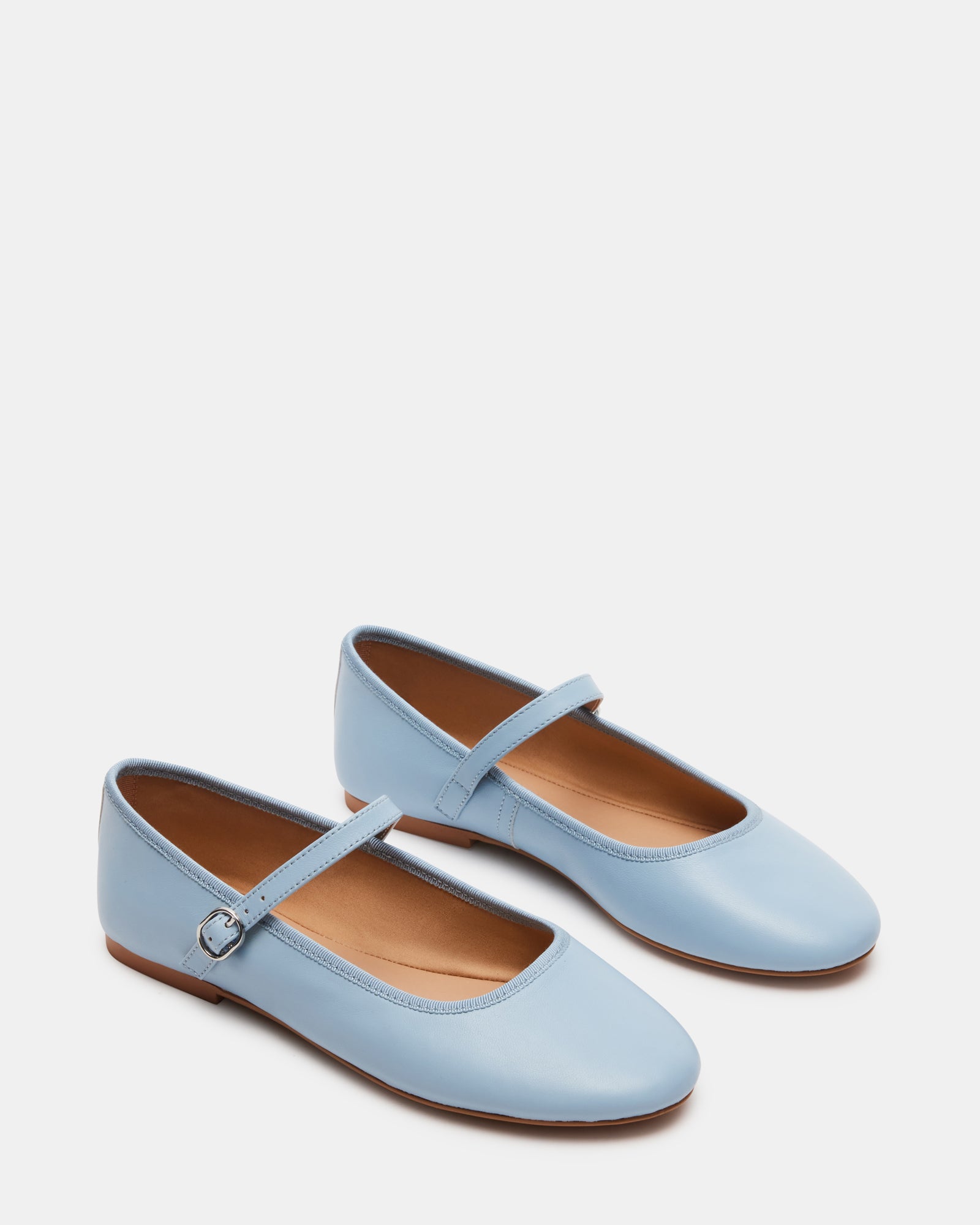 VINETTA Baby Blue Leather Mary Jane Ballet Flat | Women's Flats – Steve ...