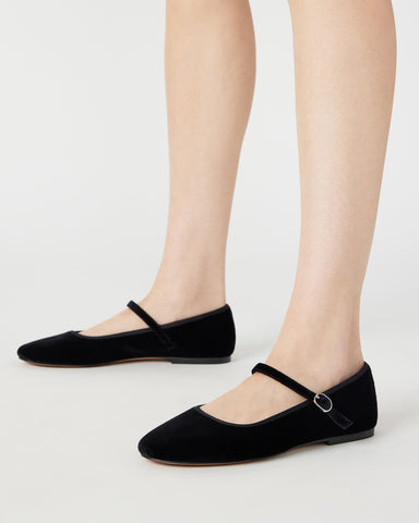 Black velvet ballet flats hot sale