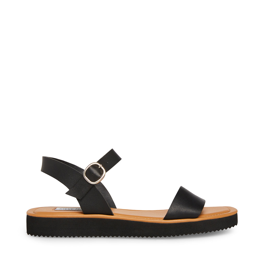 Steve Madden Aida Black Leather Wooden Flatform Sandals 46 OFF