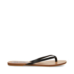 IMAGE Black Leather Thong Sandal | Women's Sandals – Steve