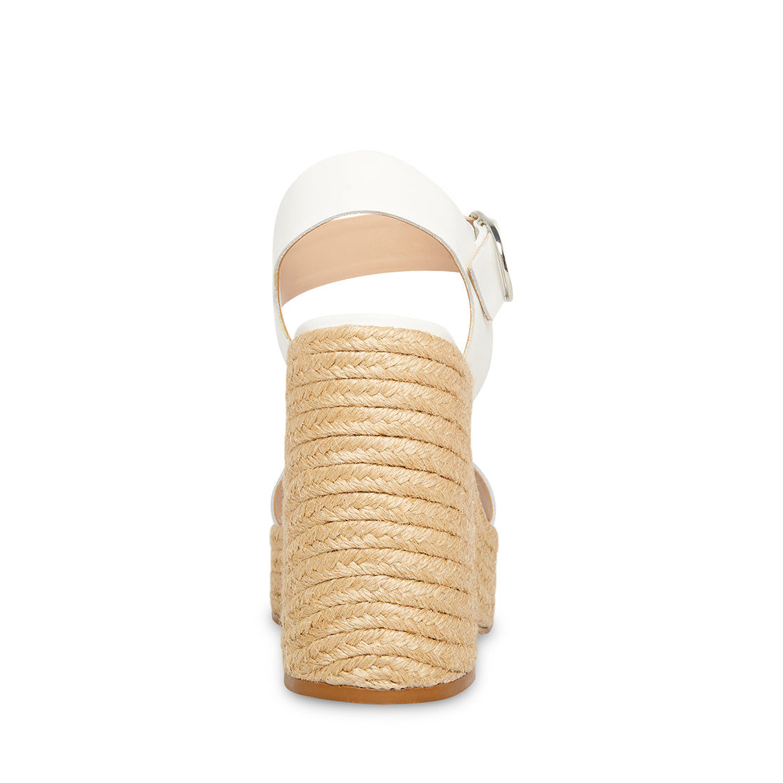 JANICE White Leather Espadrille Block Heel Sandal | Women's Heels ...
