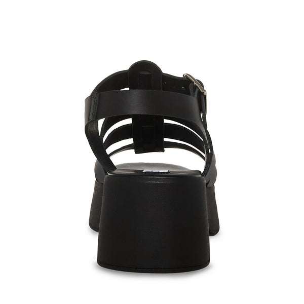 SARAI Black Leather Strappy Platform Sandal | Women's Sandals – Steve ...